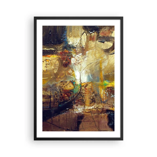 Poster in einem schwarzem Rahmen - Eine abstrakte Komposition in warmen, goldenen Farbtönen. - 50x70cm - Kalt, wärmer, heiß - Moderne Wanddekoration für Wohnzimmer und Schlafzimmer ARTTOR