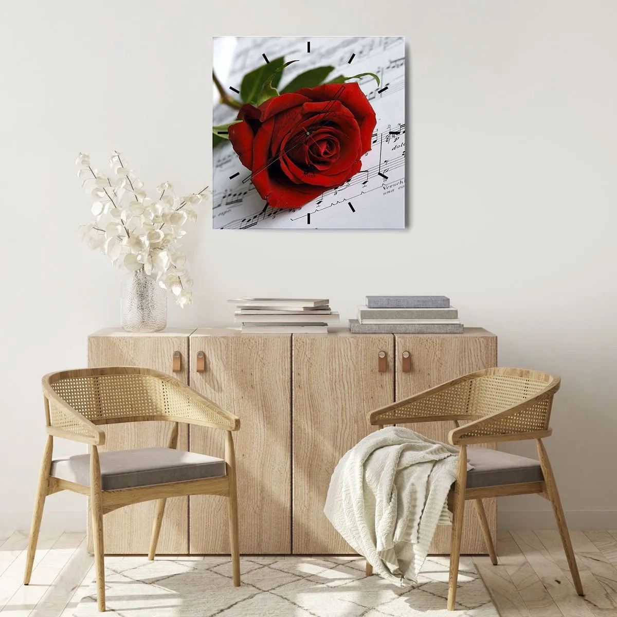 Wanduhr - Glasuhr - Musik der Gefühle in Scharlach - 30x30 cm