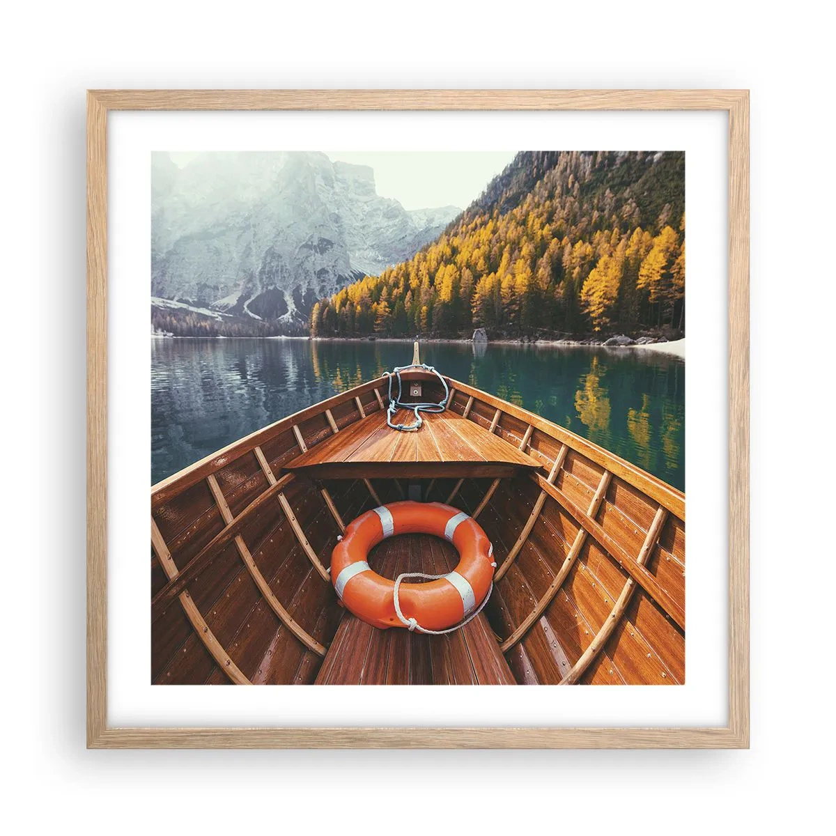 Poster in einem Rahmen aus heller Eiche - Bergreise - 50x50 cm