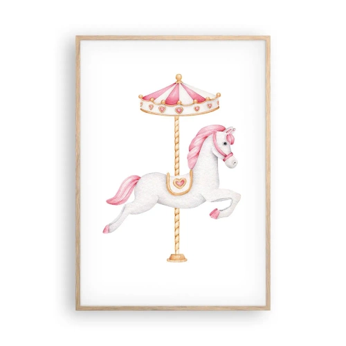 Poster in einem Rahmen aus heller Eiche - Er legte los - 70x100 cm