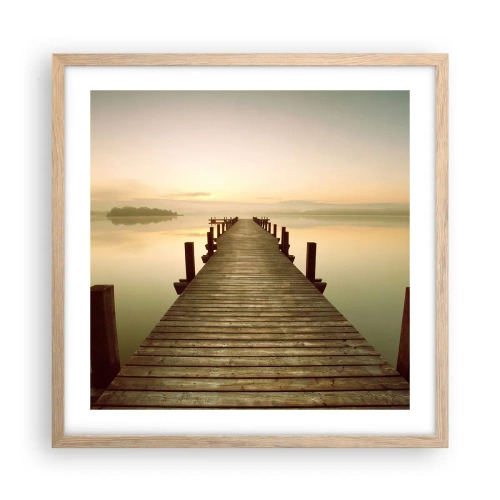 Poster in einem Rahmen aus heller Eiche - Tagesanbruch, Morgendämmerung, Licht - 50x50 cm