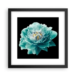 Poster in einem schwarzem Rahmen - Blaue und goldene Blütenblätter - 30x30 cm