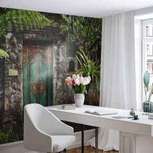 Selbstklebende Fototapete Deluxe Sticker - Eine Tür zu einer exotischen Welt - Tür mit Ornament, Die Architektur, Geheimnis - 350x256 cm