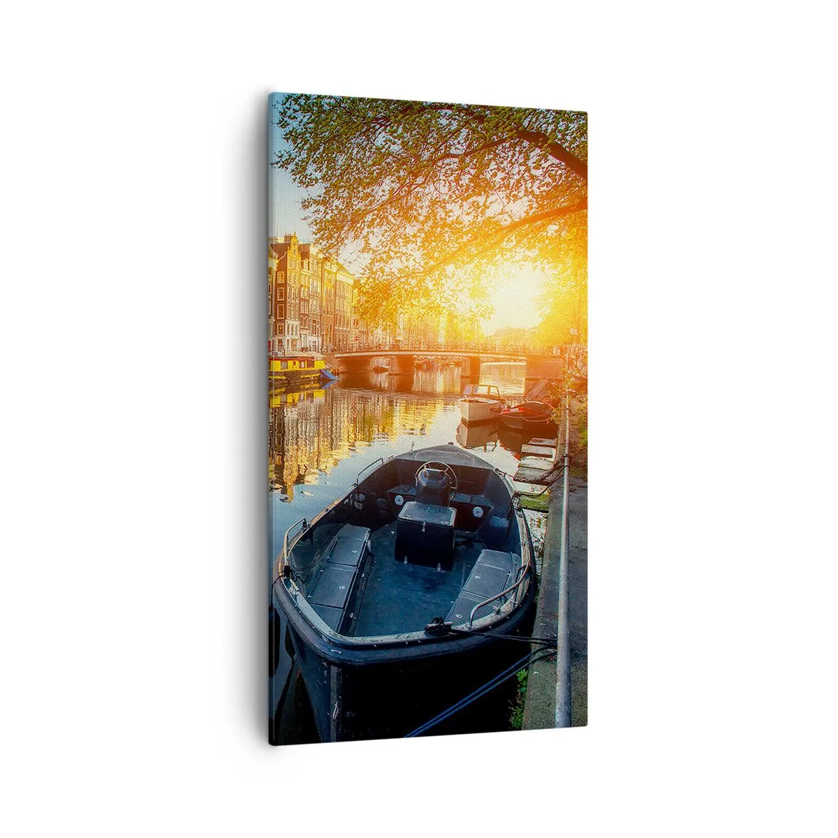 Bild auf Leinwand - Leinwandbild - Morgen in Amsterdam - 55x100 cm