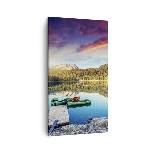 Bild auf Leinwand - Leinwandbild - Glatt wie ein Spiegel über dem Wasser - 45x80 cm