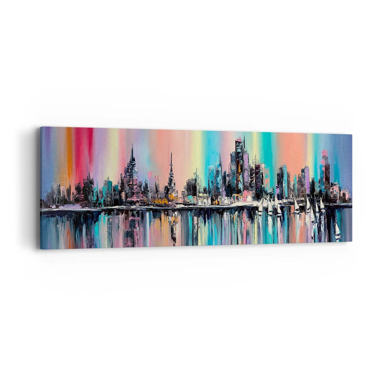 Bild auf Leinwand - Leinwandbild - Um das Licht der Nacht herunterzufallen - 90x30 cm