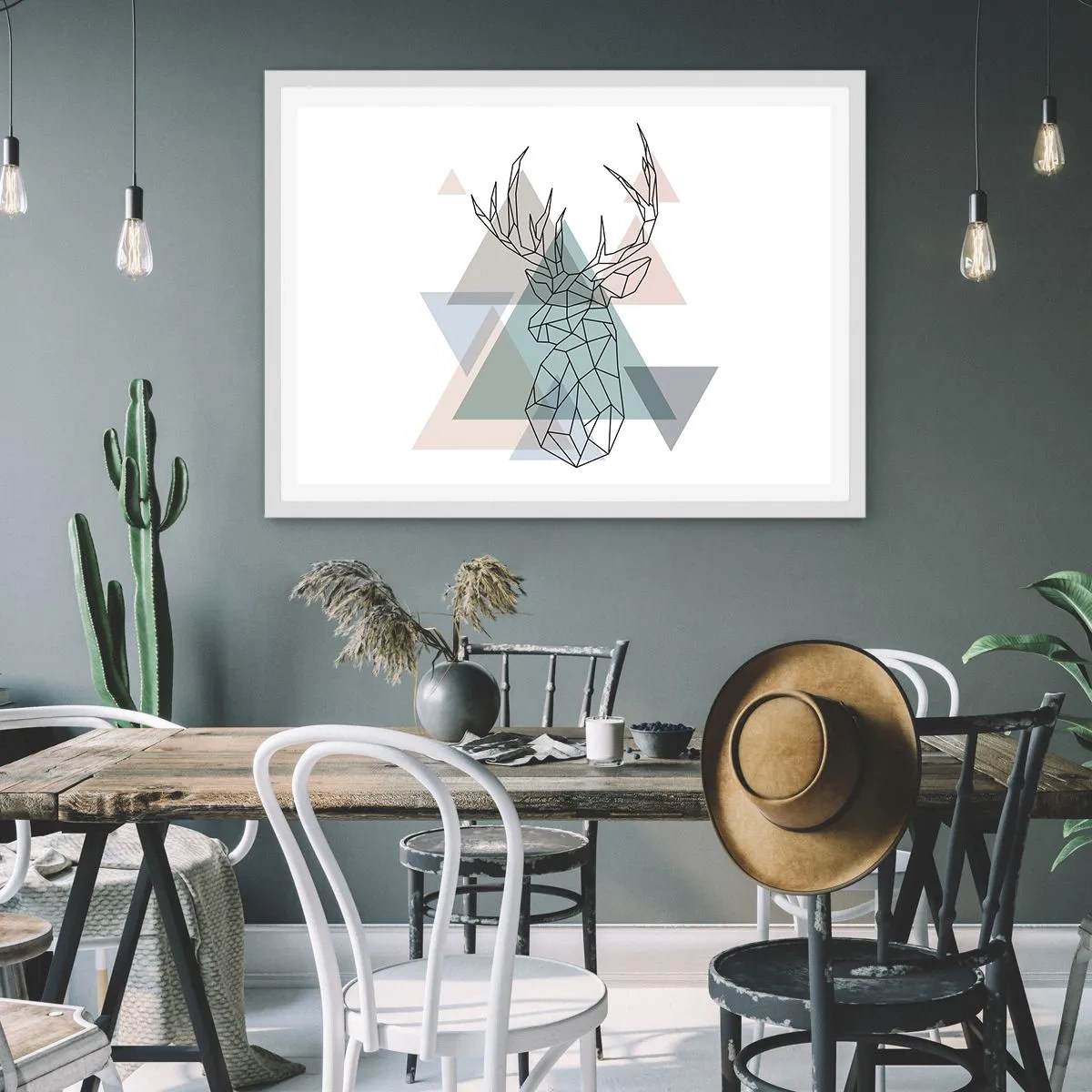 Poster in einem weißen Rahmen - In einem geometrischen Wald - 50x40 cm