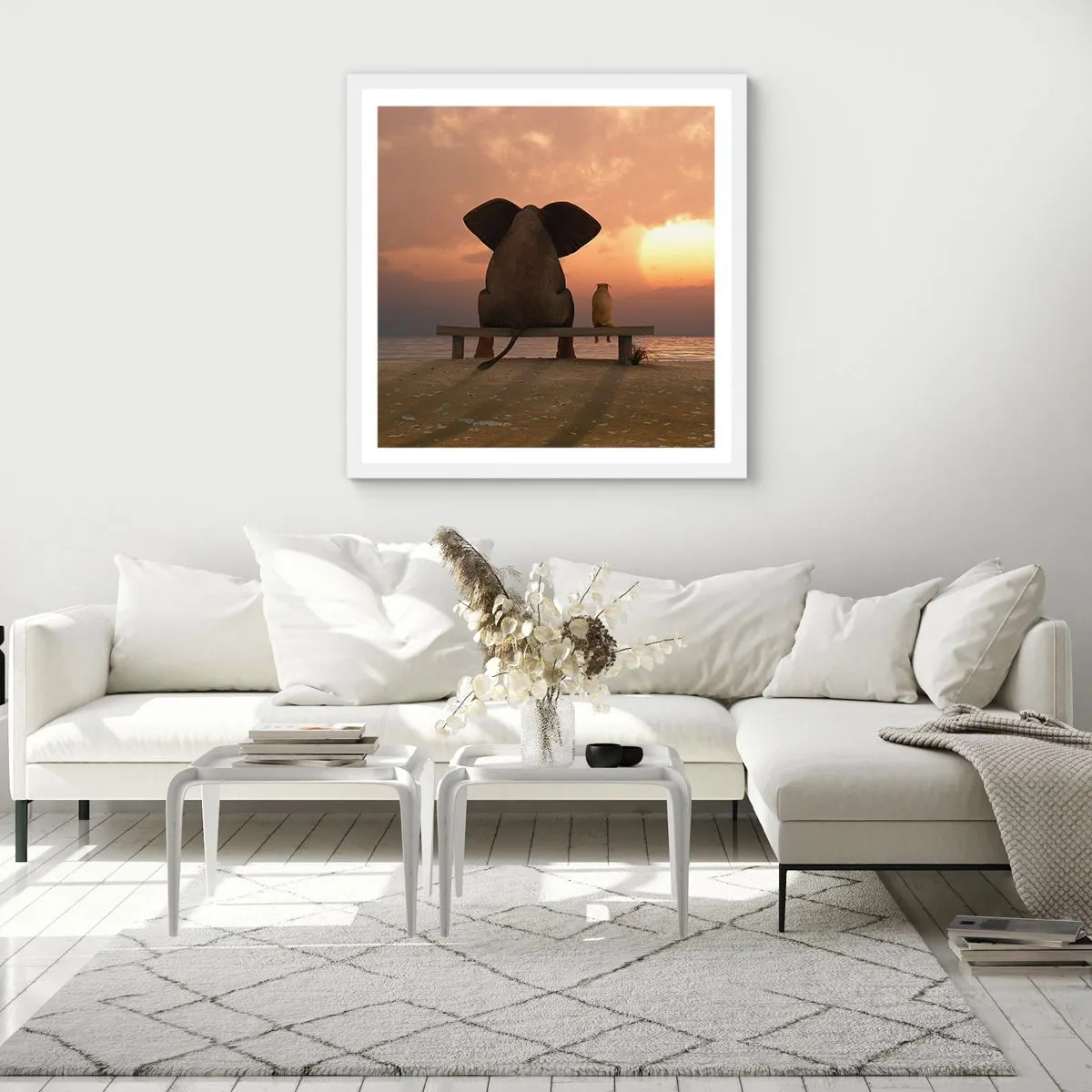 Poster in einem weißen Rahmen - Es tut gut zusammen zu schweigen - 40x40 cm