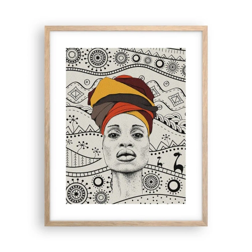 Poster in einem Rahmen aus heller Eiche - Afrikanisches Porträt - 40x50 cm