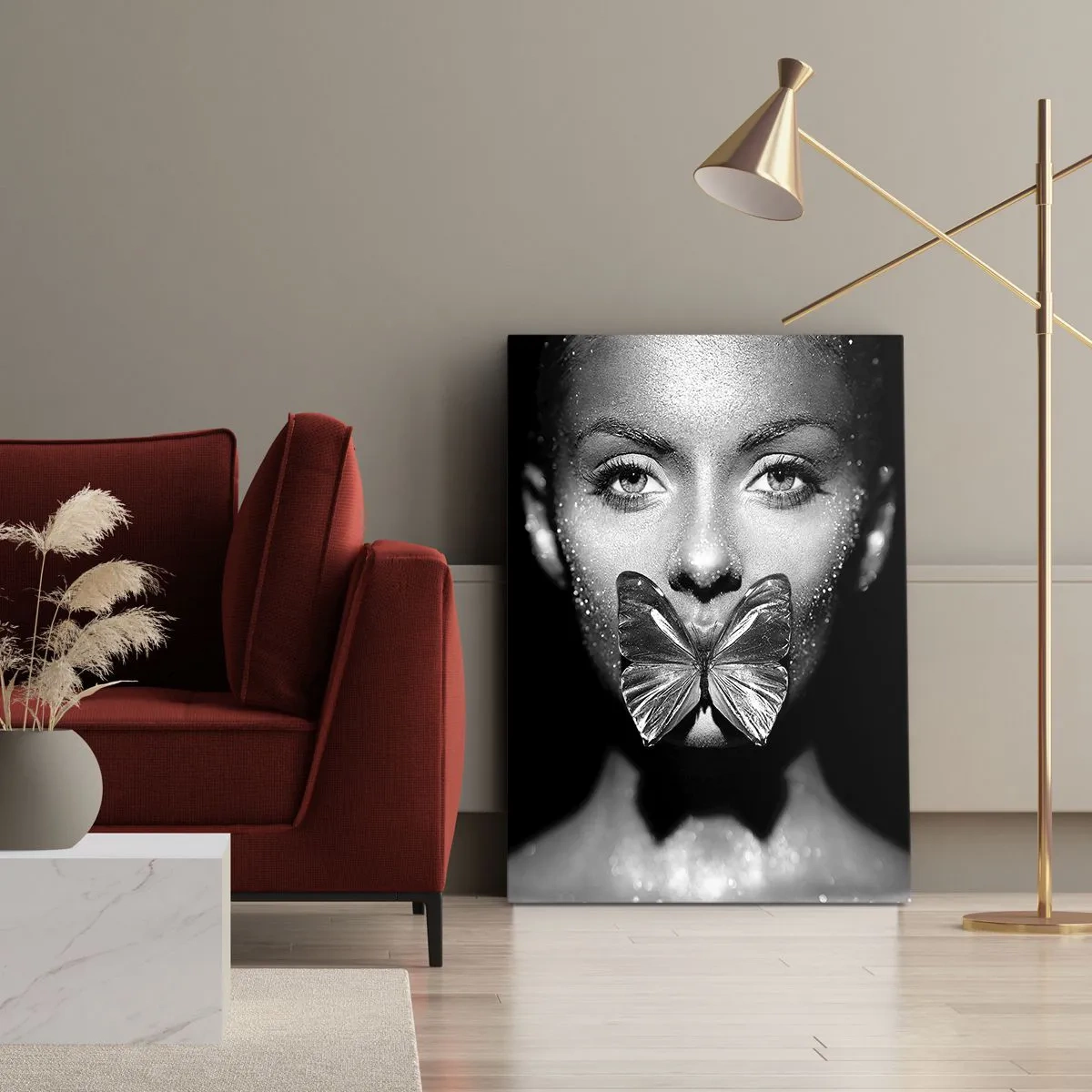 Bild auf Leinwand - Leinwandbild - Schmetterlingskuss - 55x100 cm