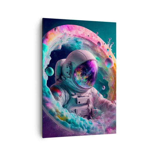Bild auf Leinwand - Leinwandbild - Astronaut in einer farbenfrohen kosmischen Aura - 70x100cm - Sternentor - Moderne Wanddekoration für Wohnzimmer und Schlafzimmer ARTTOR