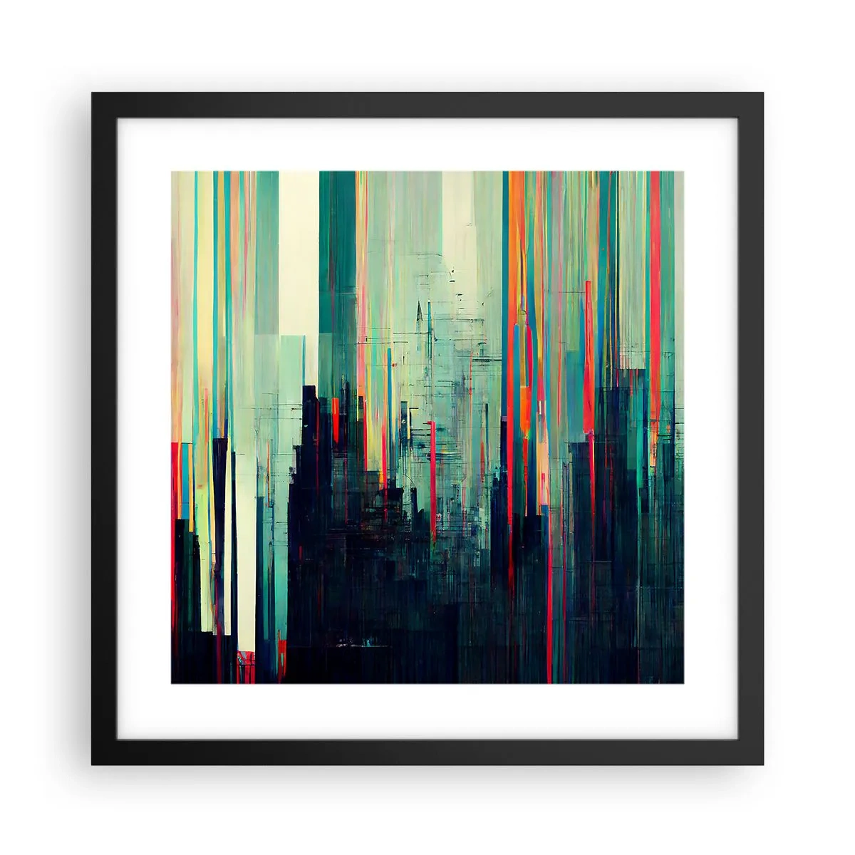 Poster in einem schwarzem Rahmen - Futuristische Stadt - 40x40 cm