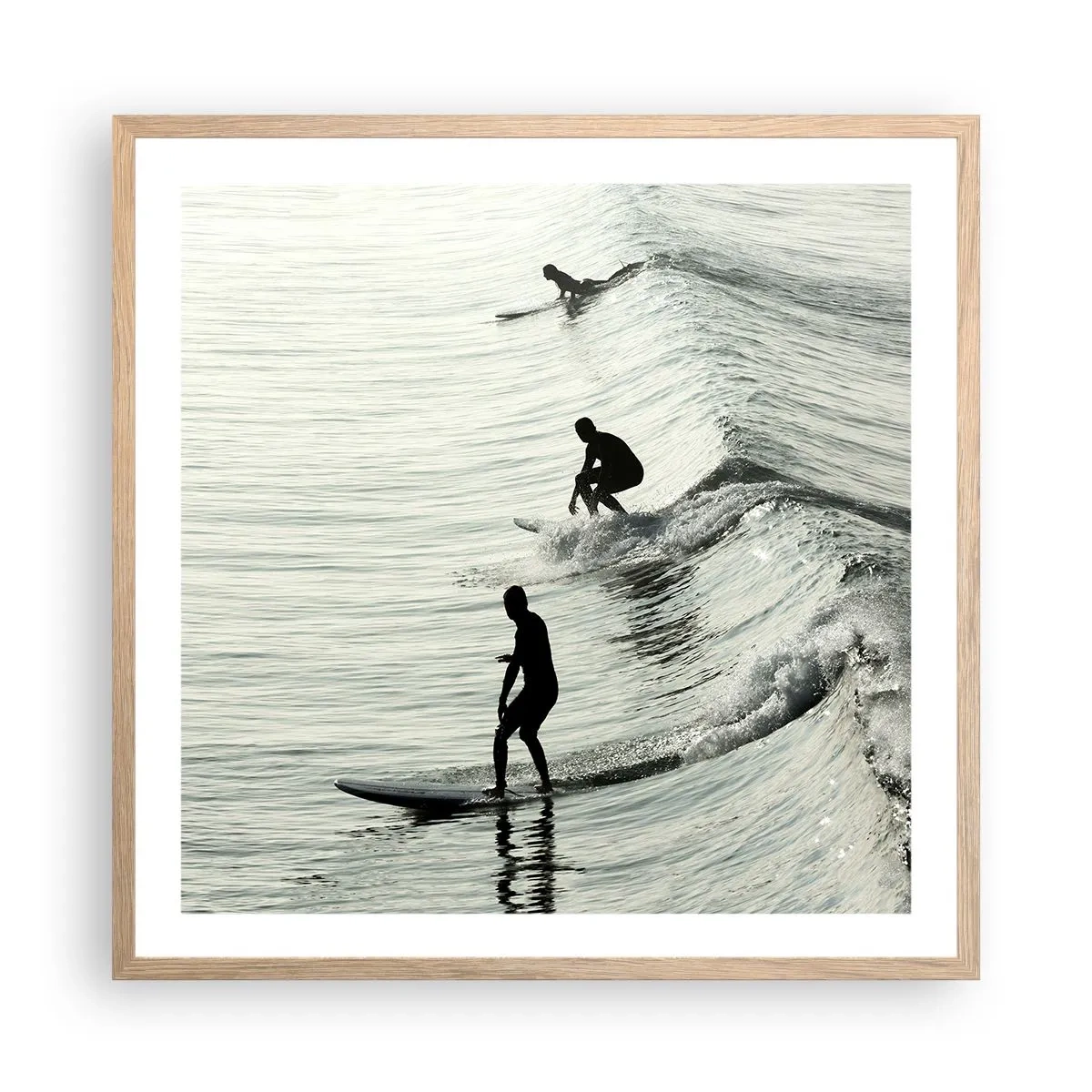 Poster in einem Rahmen aus heller Eiche - Gegen die Welle - 60x60 cm