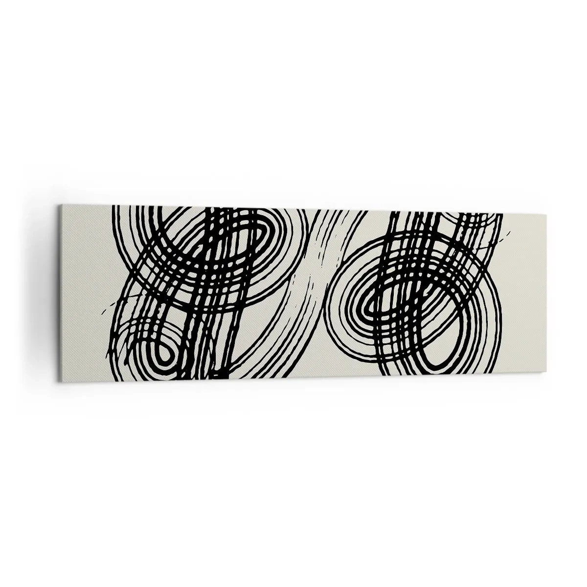 Bild auf Leinwand - Leinwandbild - Abstrakte schwarze Linien auf hellem Hintergrund im Avantgarde-Stil. - 160x50cm - Es kam spontan heraus - Moderne Wanddekoration für Wohnzimmer und Schlafzimmer ARTTOR