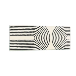 Glasbild - Bild auf glas - Abstraktes geometrisches Muster mit symmetrischen Linien auf hellem Hintergrund - 140x50cm - In einem Moment ... - Moderne Wanddekoration für Wohnzimmer und Schlafzimmer ARTTOR