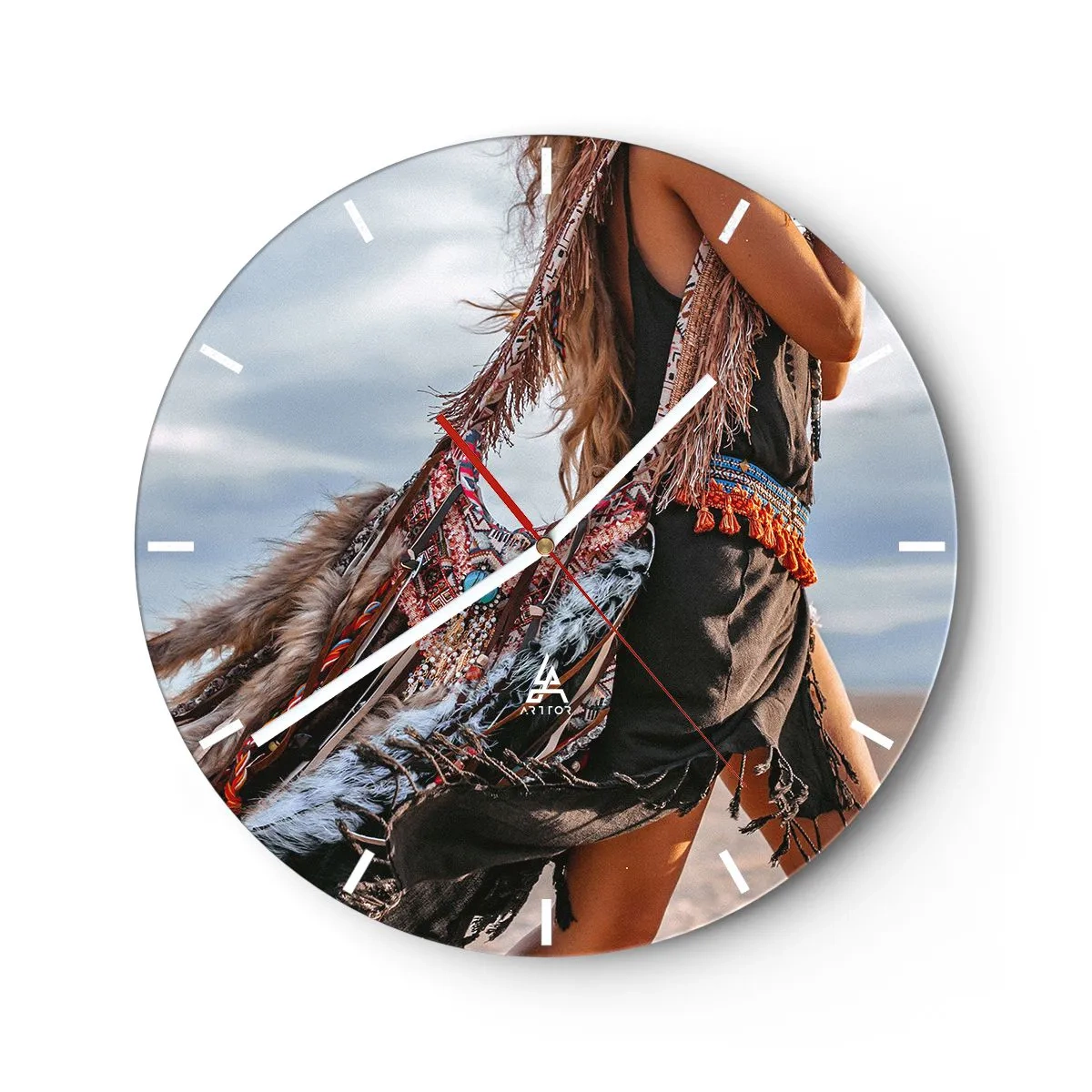 Wanduhr - Glasuhr - Das Mädchen des Schamanen - 40x40 cm