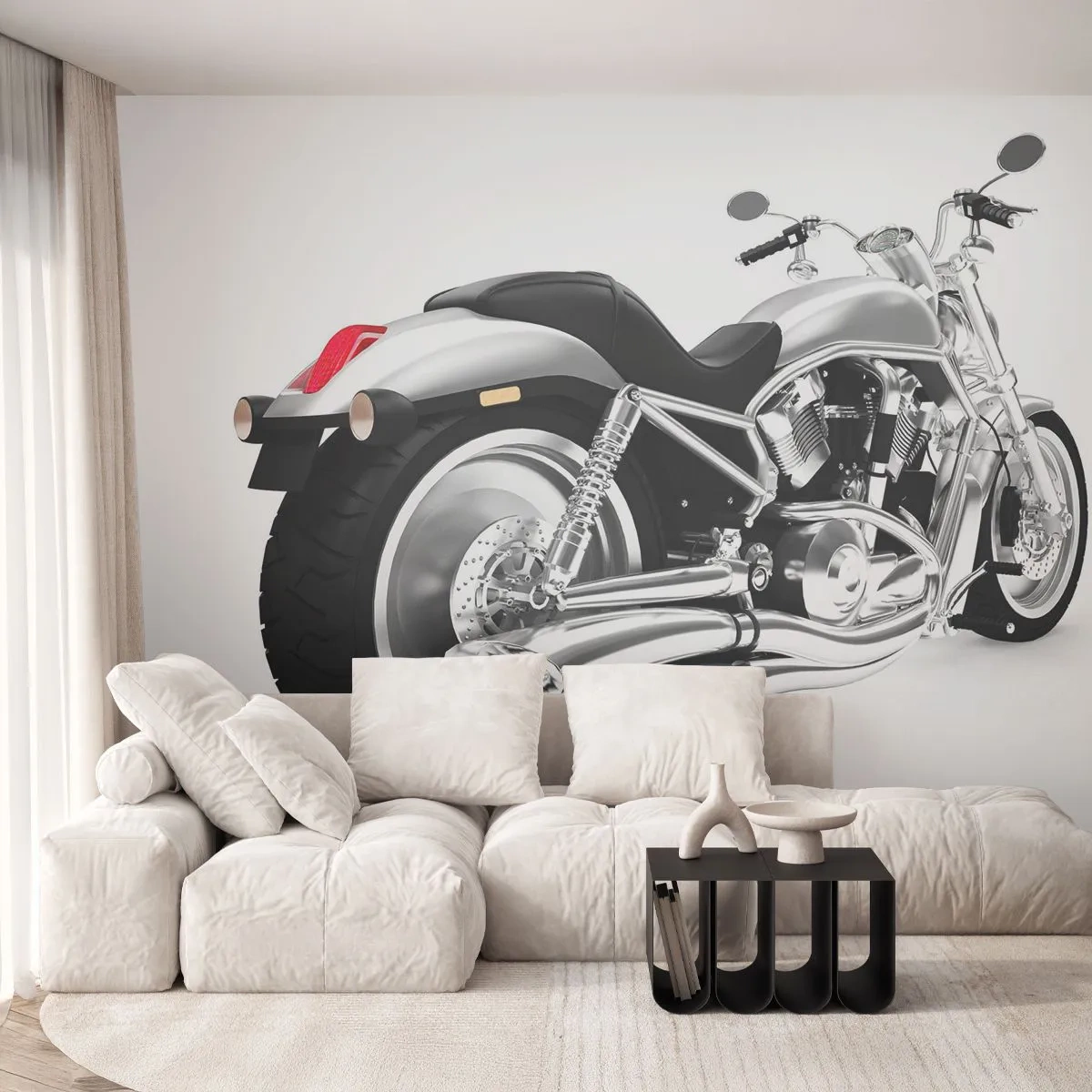 Fototapete Premium Canvas - Ein Sammlertraum - Automobil, Motorrad, Zerhacker - 200x140 cm