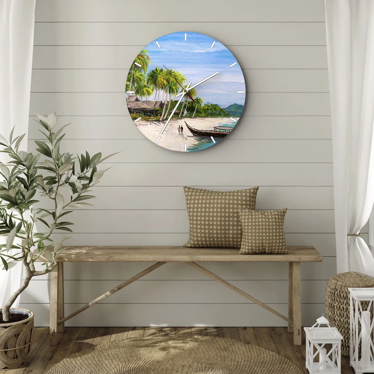 Wanduhr - Glasuhr - Exotischer Traum - 40x40 cm