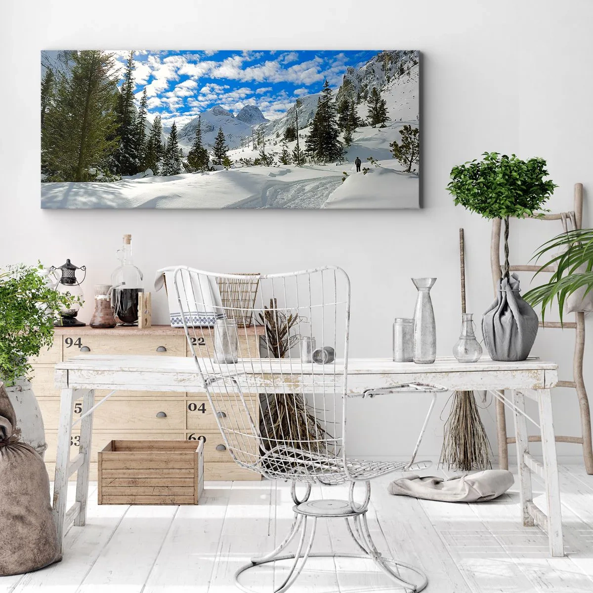 Bild auf Leinwand - Leinwandbild - Im Schnee und in der Sonne - 90x30 cm