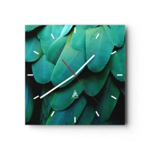 Wanduhr - Glasuhr - Papageienartige Präzision - 40x40 cm