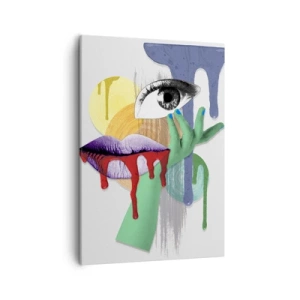 Bild auf Leinwand - Leinwandbild - Dekonstruiertes Porträt mit abstrakten Elementen - 50x70cm - Ein dekonstruiertes Porträt - Moderne Wanddekoration für Wohnzimmer und Schlafzimmer ARTTOR