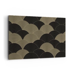 Bild auf Leinwand - Leinwandbild - Art-Deco-Muster mit Halbkreisen und goldenen Linien - 100x70cm - Einheit in der Vielfalt - Moderne Wanddekoration für Wohnzimmer und Schlafzimmer ARTTOR