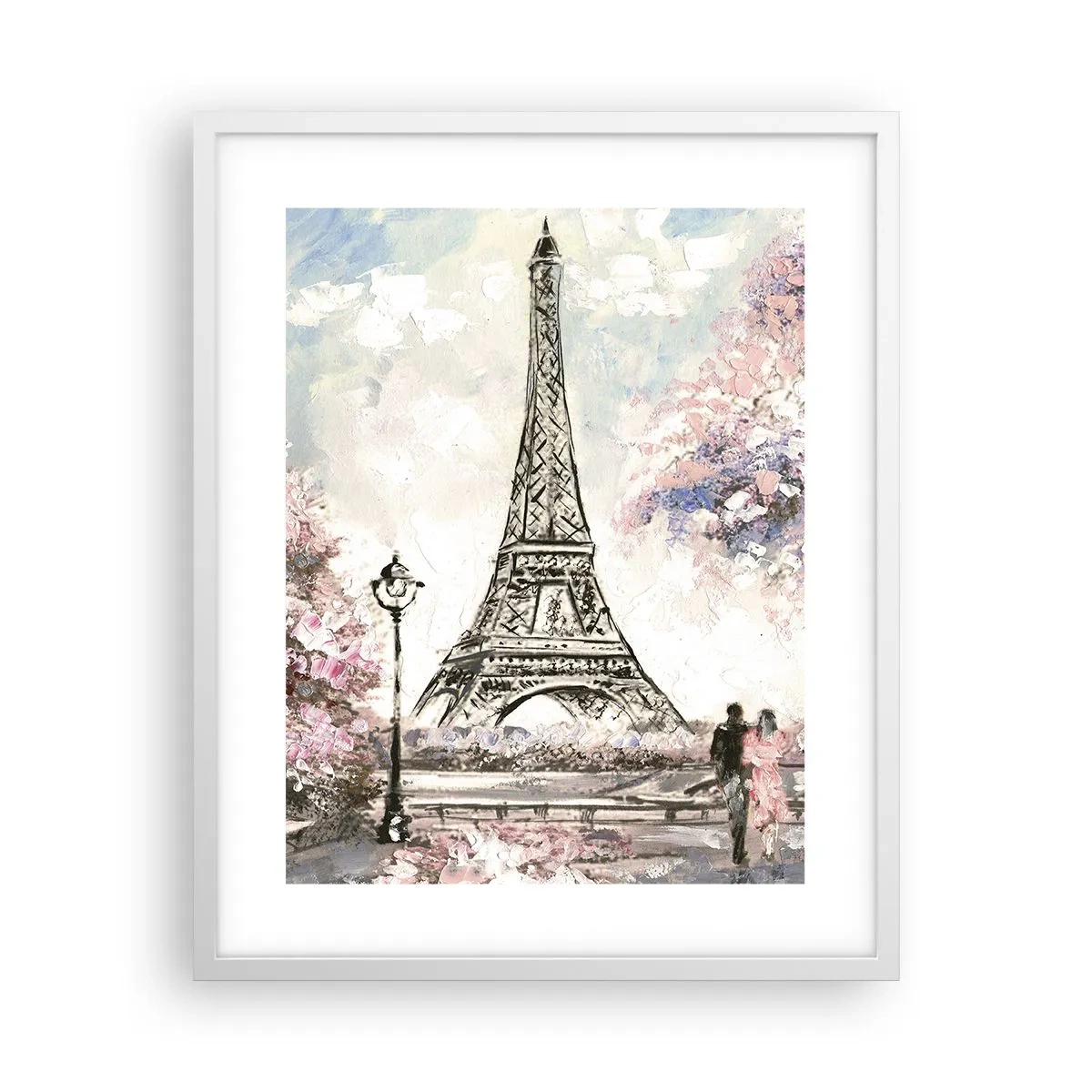 Poster in einem weißen Rahmen - Aprilspaziergang durch Paris - 40x50 cm