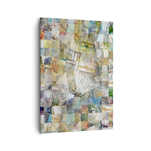 Bild auf Leinwand - Leinwandbild - Bunte Abstraktion mit geometrischen Formen und Linien - 50x70cm - Geometrische Mischung - Moderne Wanddekoration für Wohnzimmer und Schlafzimmer ARTTOR