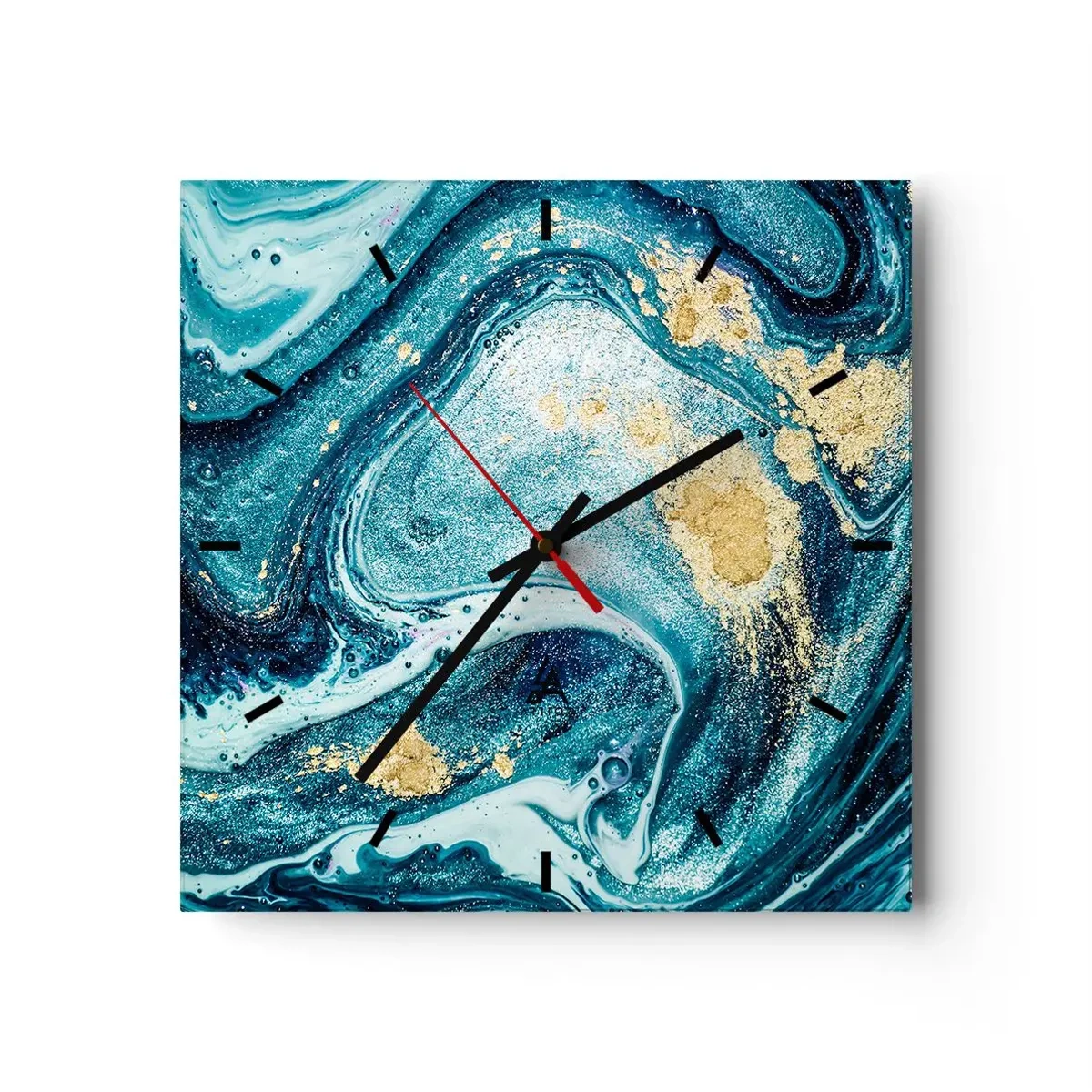 Wanduhr - Glasuhr - Blauer Wirbel - 40x40 cm