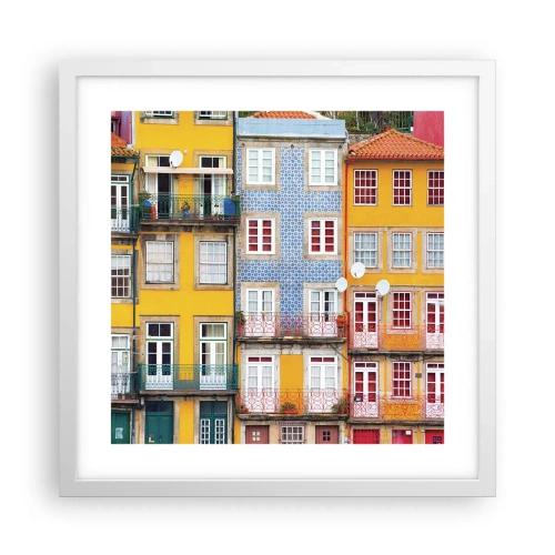 Poster in einem weißen Rahmen - Farben der Altstadt - 40x40 cm