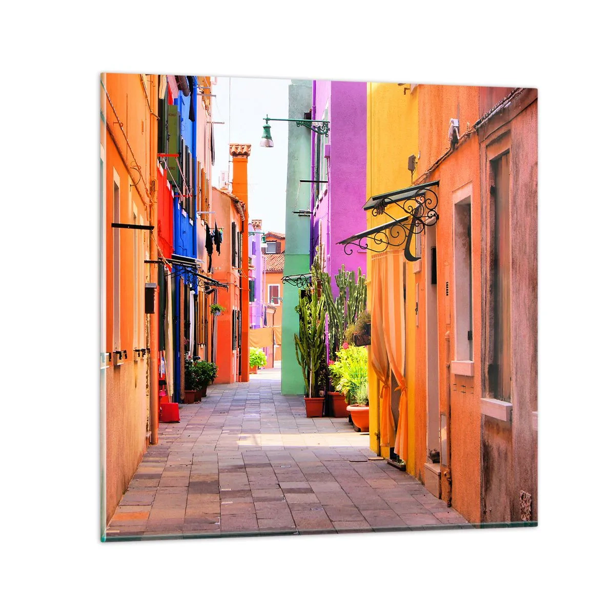 Glasbild - Bild auf glas - Regenbogengasse - 60x60 cm