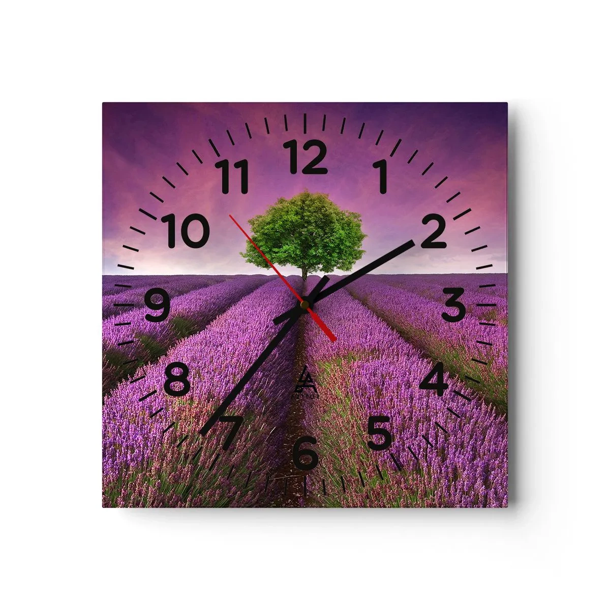 Wanduhr - Glasuhr - Auf Lavendelfeldern - 40x40 cm