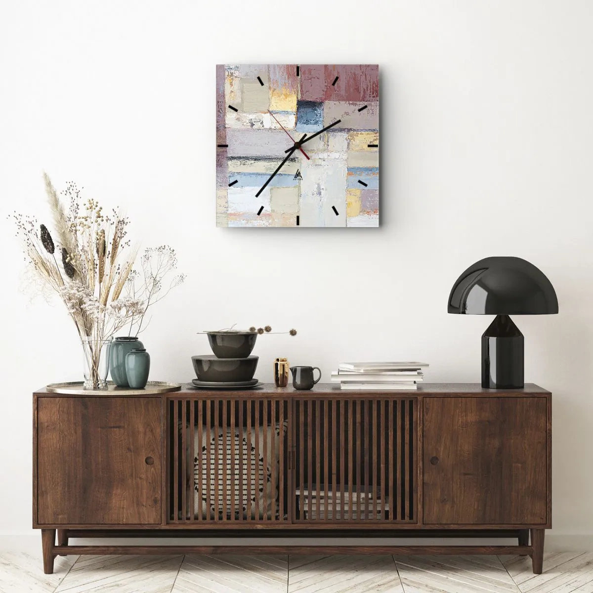 Wanduhr - Glasuhr - Ruhe der Geometrie - 30x30 cm