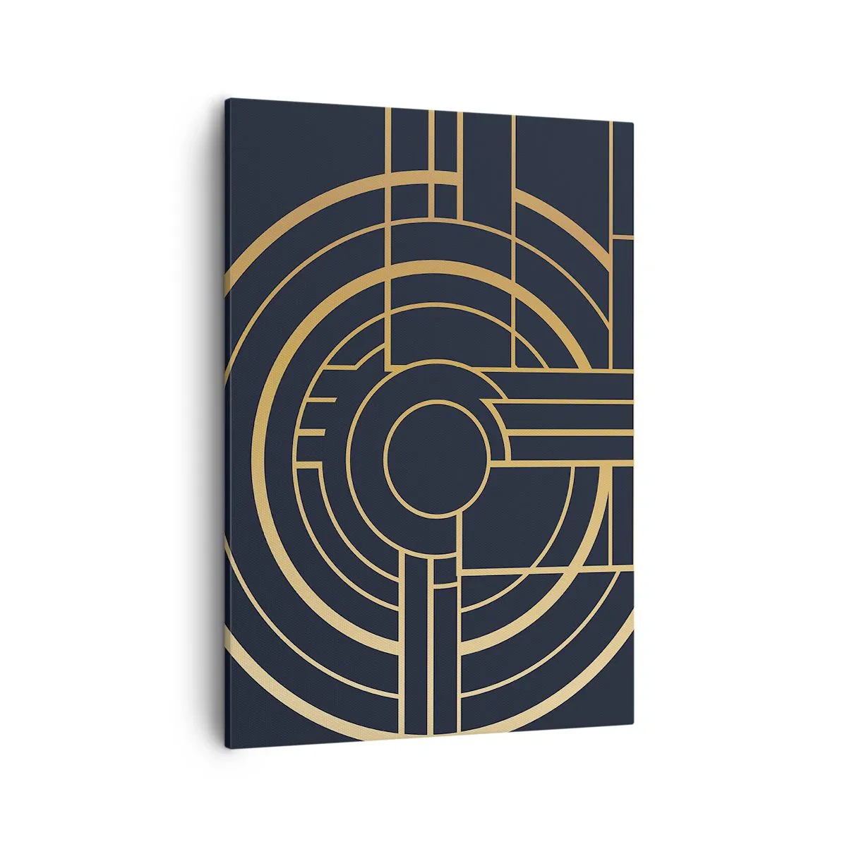 Bild auf Leinwand - Leinwandbild - Geometrisches Muster mit goldenen Linien - 50x70cm - Wendungen der Dinge - Moderne Wanddekoration für Wohnzimmer und Schlafzimmer ARTTOR