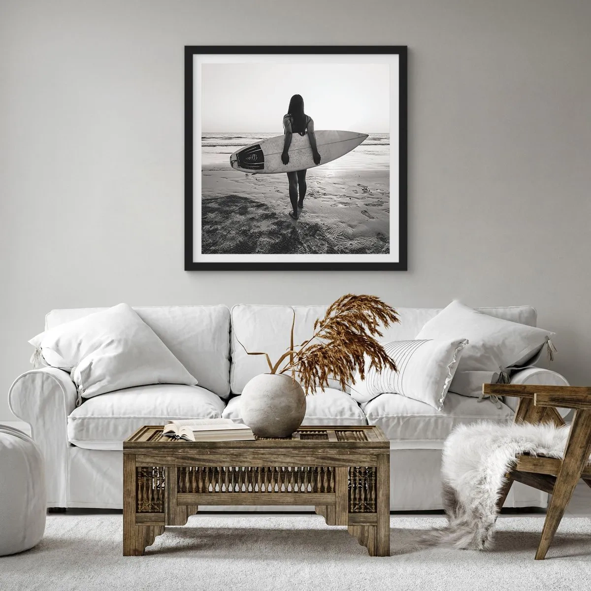Poster in einem schwarzem Rahmen - Die Tochter der Meereswelle - 50x50 cm