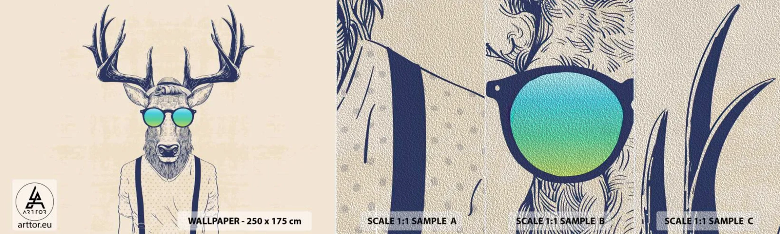 Fototapeten Muster Premium Sand - Wen hast du erwartet? - Abstraktion, Stück, Reh - 100x30 cm