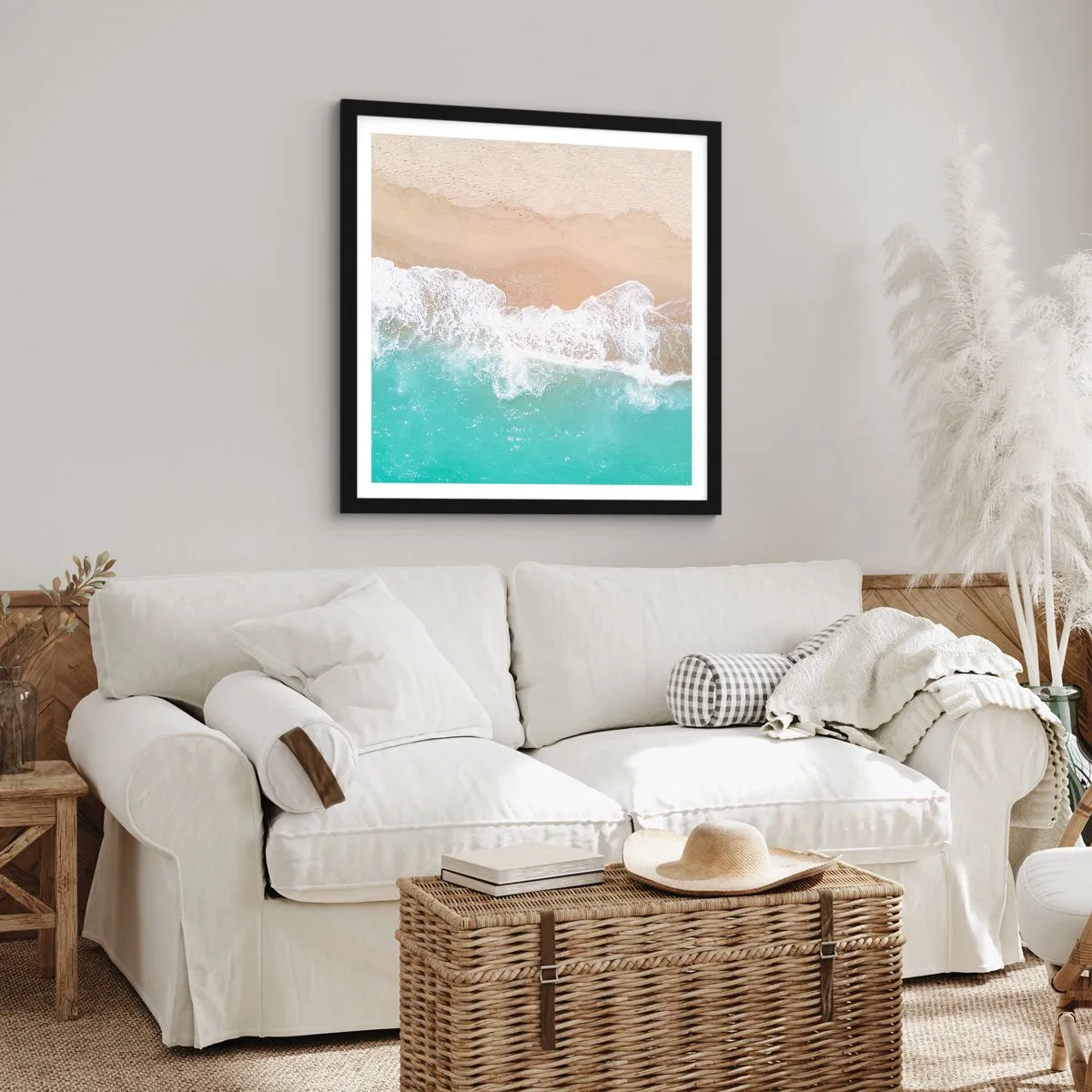 Poster in einem schwarzem Rahmen - Eine streichelnde Berührung - 40x40 cm