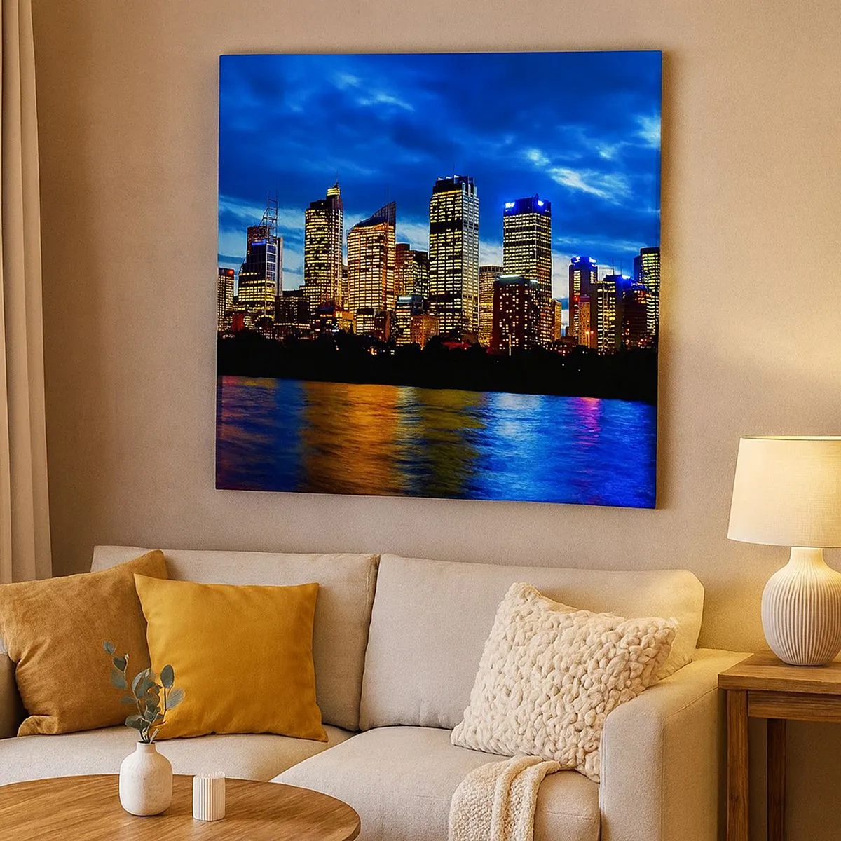 Bild auf Leinwand - Leinwandbild - Eine Nacht der Lichter und Farben - 30x30 cm