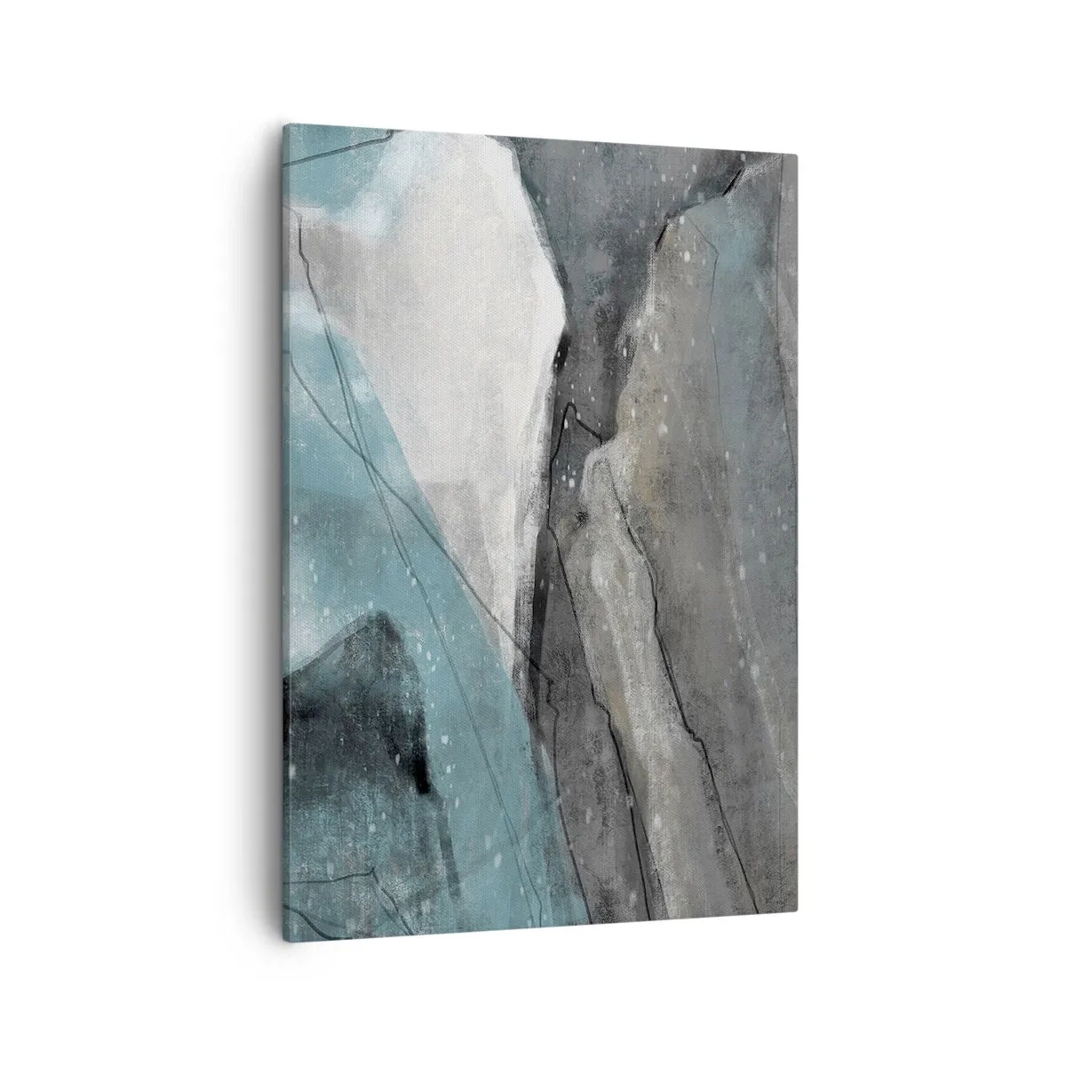 Bild auf Leinwand - Leinwandbild - Abstrakte Komposition in Grau- und Blautönen - 50x70cm - Abstraktion: Felsen und Eis - Moderne Wanddekoration für Wohnzimmer und Schlafzimmer ARTTOR