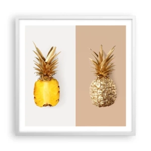 Poster in einem weißen Rahmen - Ananas für uns - 60x60 cm