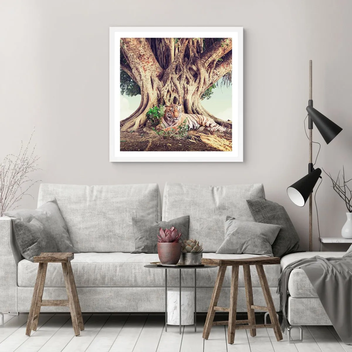 Poster in einem weißen Rahmen - Blick aus dem Buch Genesis - 60x60 cm