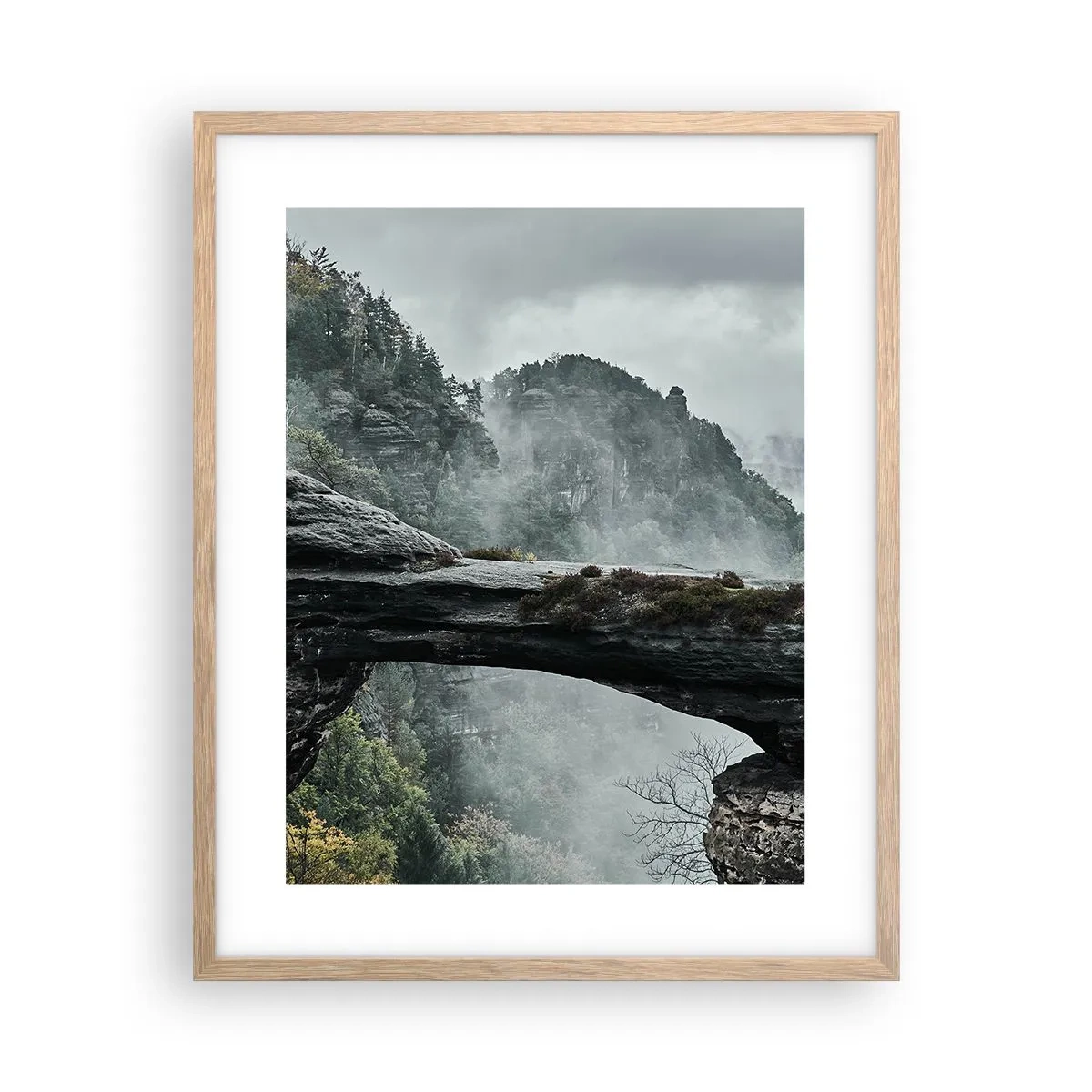 Poster in einem Rahmen aus heller Eiche - Abenteuer beginnt gleich - 40x50 cm
