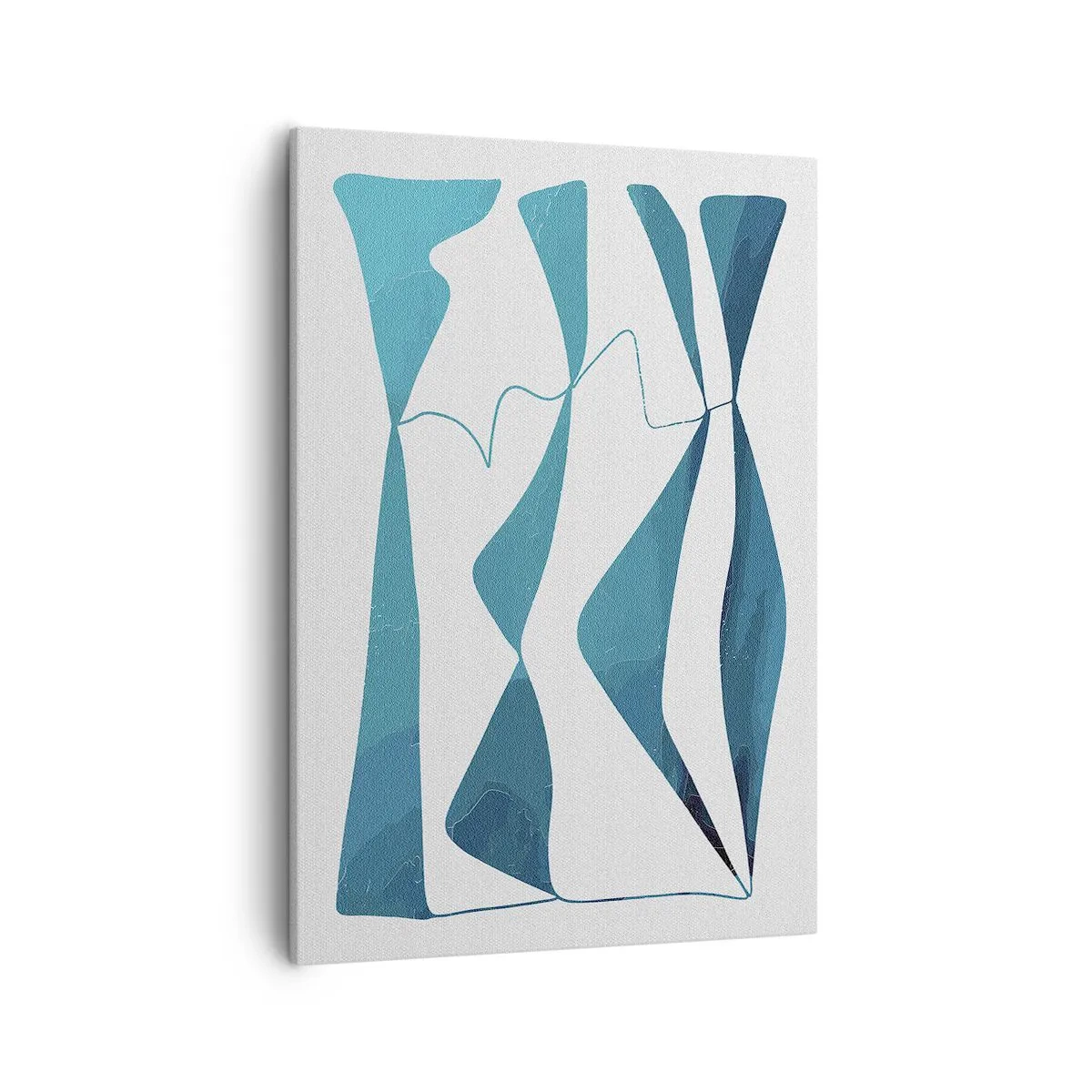 Bild auf Leinwand - Leinwandbild - Abstrakte Formen in Blautönen auf weißem Hintergrund - 50x70cm - Abstraktion: türkisfarbene Verbindung - Moderne Wanddekoration für Wohnzimmer und Schlafzimmer ARTTOR