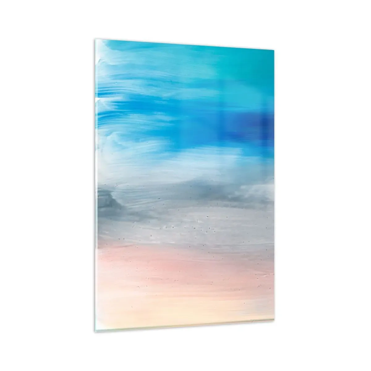 Glasbild - Bild auf glas - Abstrakte Pinselstriche in Blau- und Rosatönen - 80x120cm - Elemente: Luft - Moderne Wanddekoration für Wohnzimmer und Schlafzimmer ARTTOR