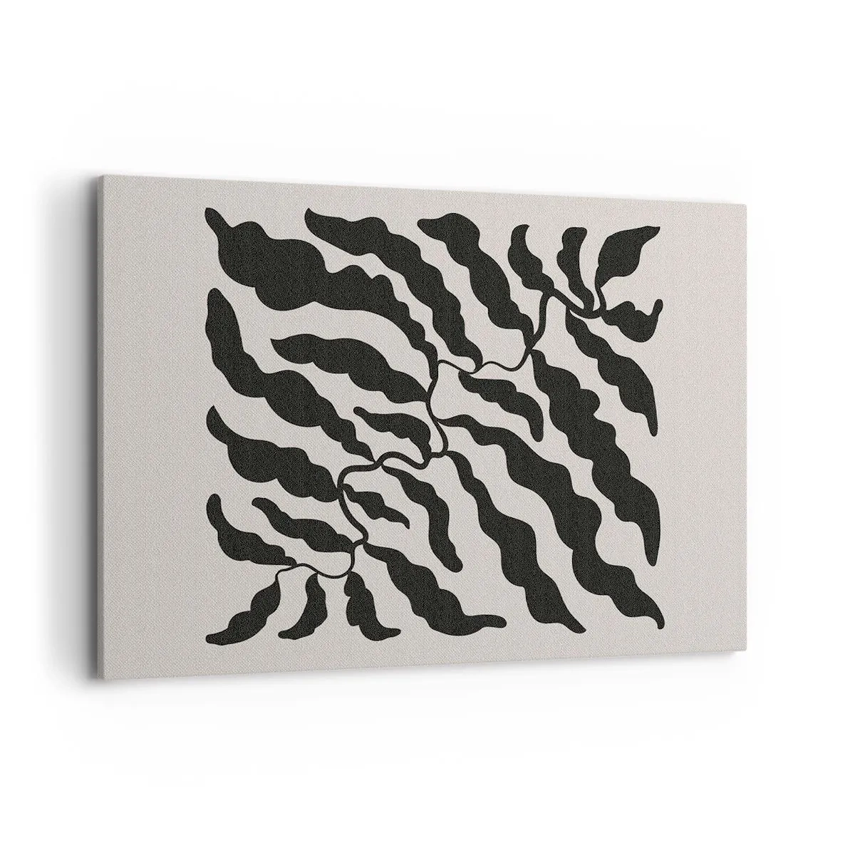 Bild auf Leinwand - Leinwandbild - Zweige mit Blättern in Schwarz auf hellem Hintergrund - 120x80cm - Natur des Quadrats - Moderne Wanddekoration für Wohnzimmer und Schlafzimmer ARTTOR