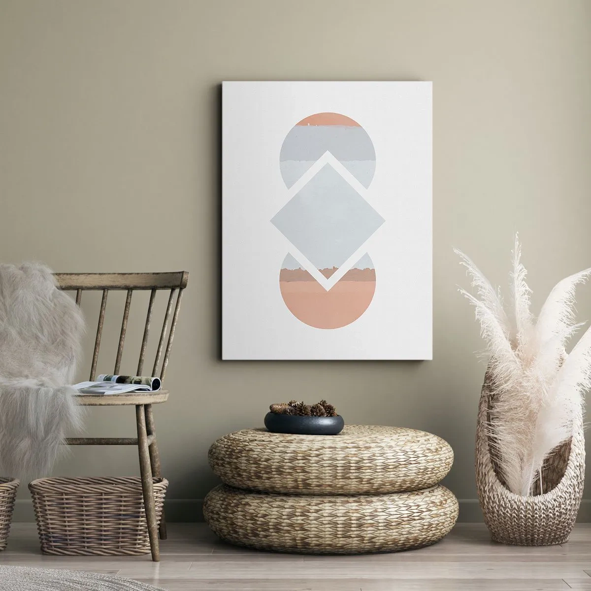 Bild auf Leinwand - Leinwandbild - Ein minimalistisches Gemälde mit geometrischen Formen - 50x70cm - Die Situation ist klar - Moderne Wanddekoration für Wohnzimmer und Schlafzimmer ARTTOR