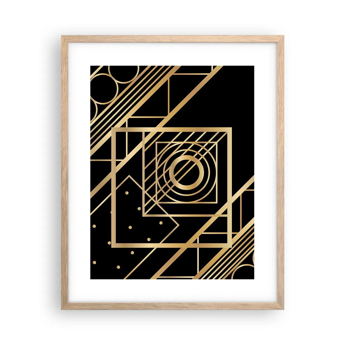 Poster in einem Rahmen aus heller Eiche - Goldene Geometrie - 40x50 cm