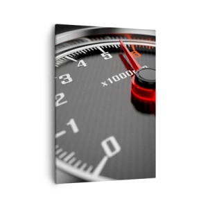 Bild auf Leinwand - Leinwandbild - Nahaufnahme des Drehzahlmessers mit der roten Nadel - 50x70cm - Vollgas! - Moderne Wanddekoration für Wohnzimmer und Schlafzimmer ARTTOR