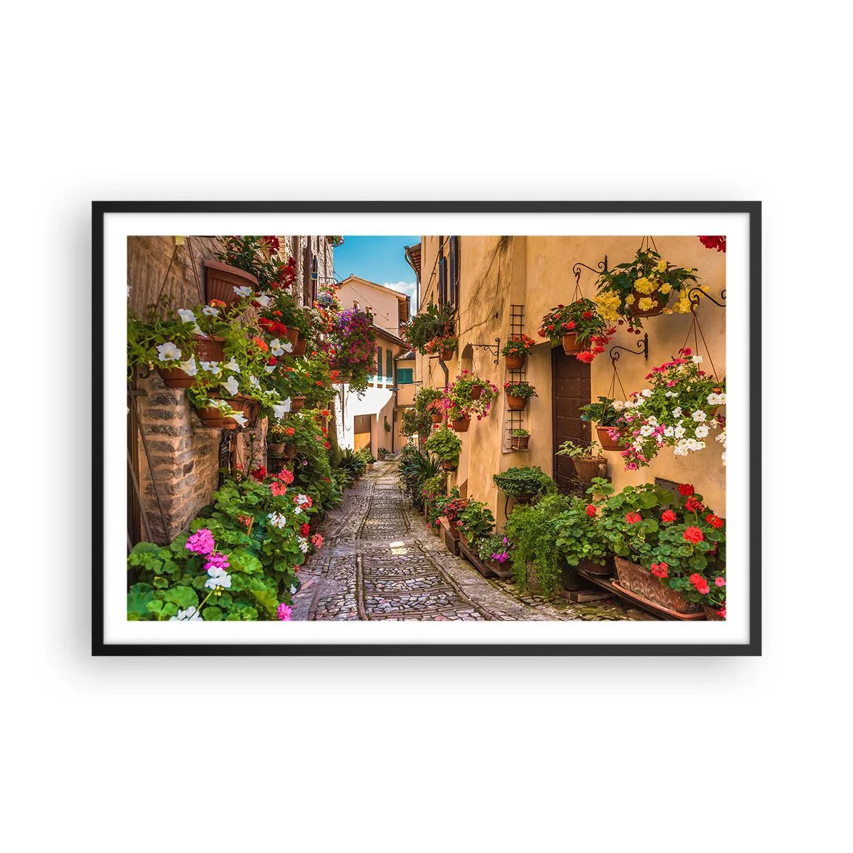 Poster in einem schwarzem Rahmen - Italienische Gasse - 91x61 cm