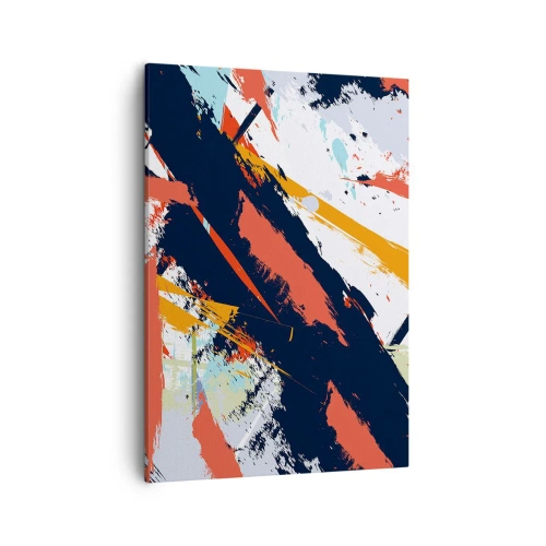 Bild auf Leinwand - Leinwandbild - Abstrakte Pinselstriche in leuchtenden Farben - 50x70cm - Dynamische Komposition - Moderne Wanddekoration für Wohnzimmer und Schlafzimmer ARTTOR